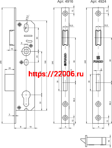 Корпус Fuaro (Фуаро) узкопрофильного замка с защелкой PROF4924-30/92 CP хром фото 3 Корпус Fuaro (Фуаро) узкопрофильного замка с защелкой PROF4924-30/92 CP хром фото 3