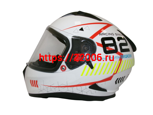 Шлем TVS RACING (Индия) STREET D/V WHITE YELLOW размер L, + пинлок в комплекте, очки фото 2