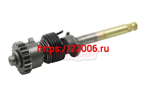 Вал кикстартера Delta, Zodiak, ОВ-70 в сборе с пусковой шестерней(длина 200 мм, шестерня 21 зуб) Вал кикстартера Delta, Zodiak, ОВ-70 в сборе с пусковой шестерней(длина 200 мм, шестерня 21 зуб)