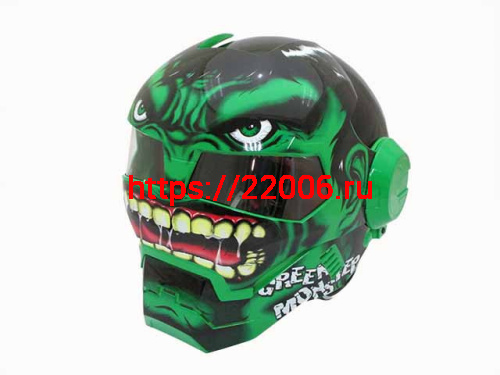 Мотошлем закрытый MASEI 610 Monster зеленый (XXL) Мотошлем закрытый MASEI 610 Monster зеленый (XXL)