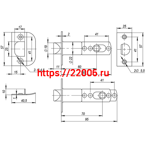 Ручка Ajax (Аякс) защелка DK682 SN-PS (6082 SN-P) (без фик.) мат. никель фото 3