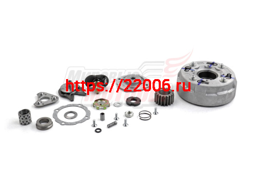 Сцепление в сборе Alpha,Storm Indigo WM,50-110 сc(полуавтомат)(корзина сцеп+толкатель+рычаг сцеп.) с шестернёй 18 зубов Сцепление в сборе Alpha,Storm Indigo WM,50-110 сc(полуавтомат)(корзина сцеп+толкатель+рычаг сцеп.) с шестернёй 18 зубов