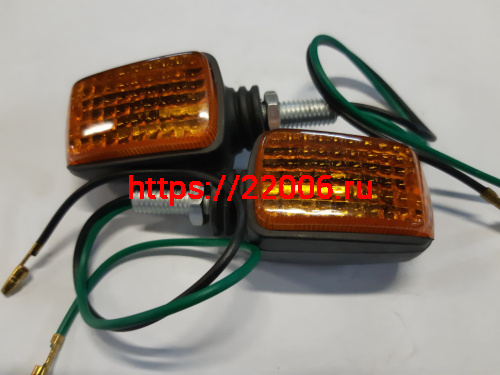 Указатель поворота №06 оранжевое стекло , прямоугольный черный, маленький , Мопед Указатель поворота №06 оранжевое стекло , прямоугольный черный, маленький , Мопед