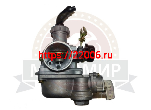 Карбюратор PZ20 Альфа 110 см3 (с бензокраном) флажок под трос со стороны крана (справа) d20мм D32мм фото 2