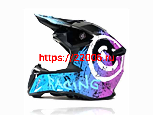 Мотошлем VIRTUE MD-902 Кросс черный с голубо-фиолетовым граффити (XXL)
