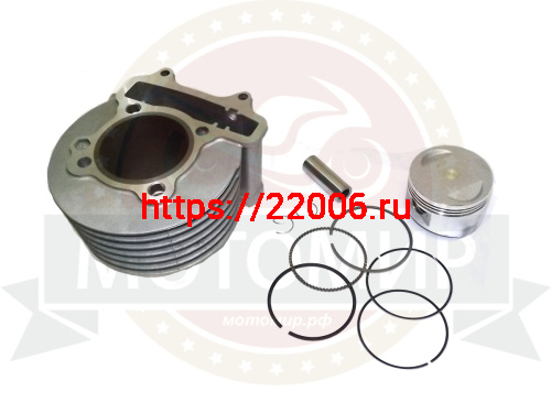 Цилиндр в сборе с поршнем 4-х такт.скут.(125см3) H90мм h69мм 52,4мм 152QMI(цил.+порш+пал D15mm+кол.) фото 2