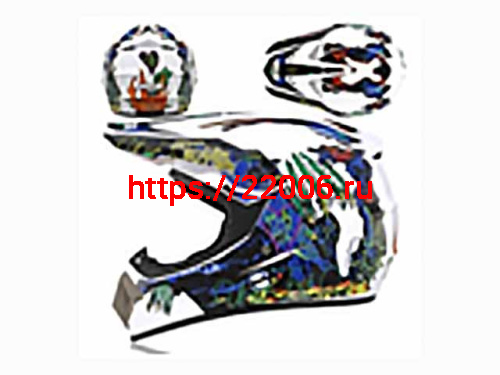 Мотошлем VIRTUE MD-905 Кросс белый с синим граффити (L)